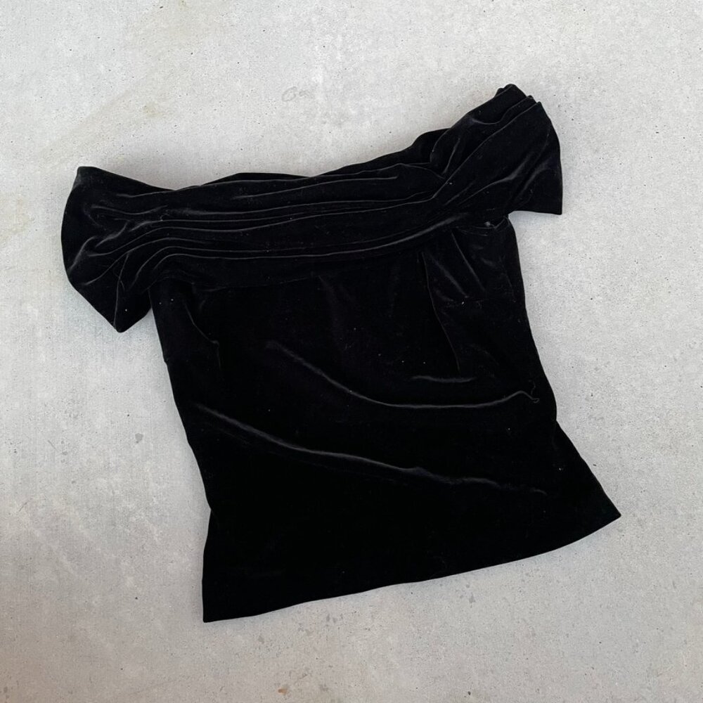 Velvet Off-the-Shoulder Blouse